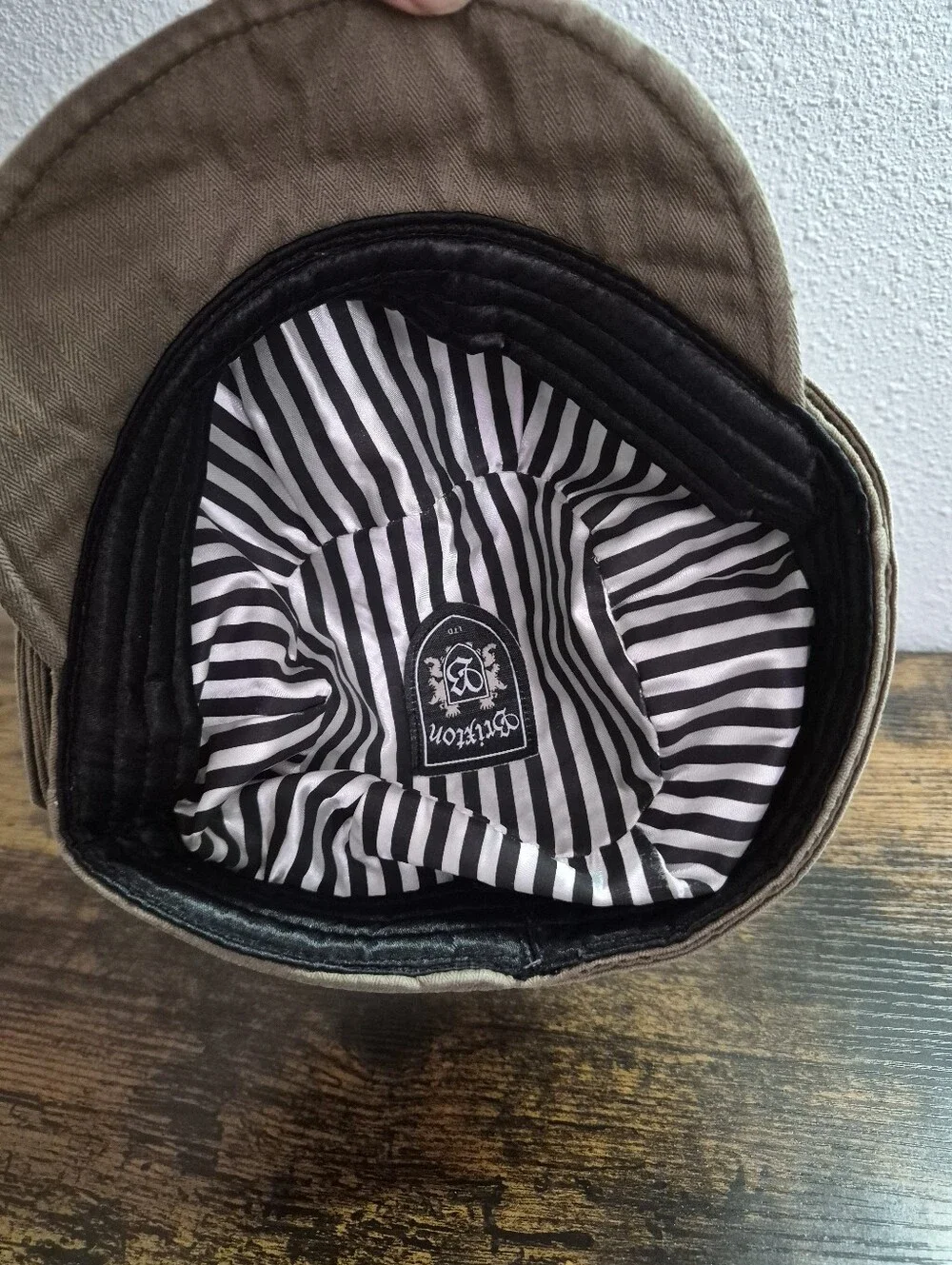 Brixton Brown Buckle Herringbone Cotton Cadet Hat Large Y2K